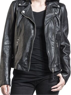 MAURITIUS Raja Lambskin Leather Biker Jacket Motorcycle Moto Slim Fit Black